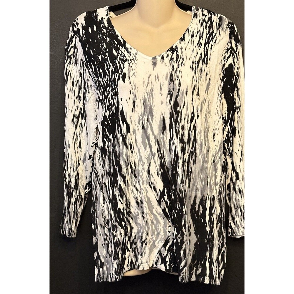 Pierri New York Zebra Abstract Print Sweater 2X Beaded Embellished Soft C3